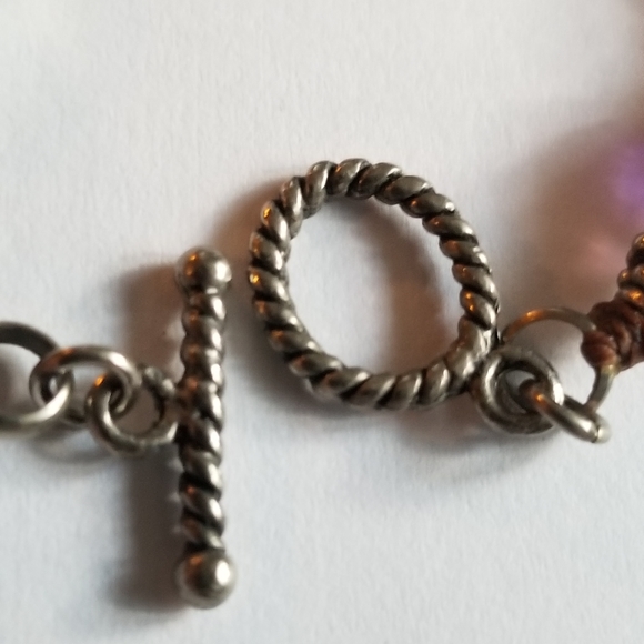 Relisted -Handmade beaded bracelet Virgin Mary religious purple flower - Picture 3 of 12